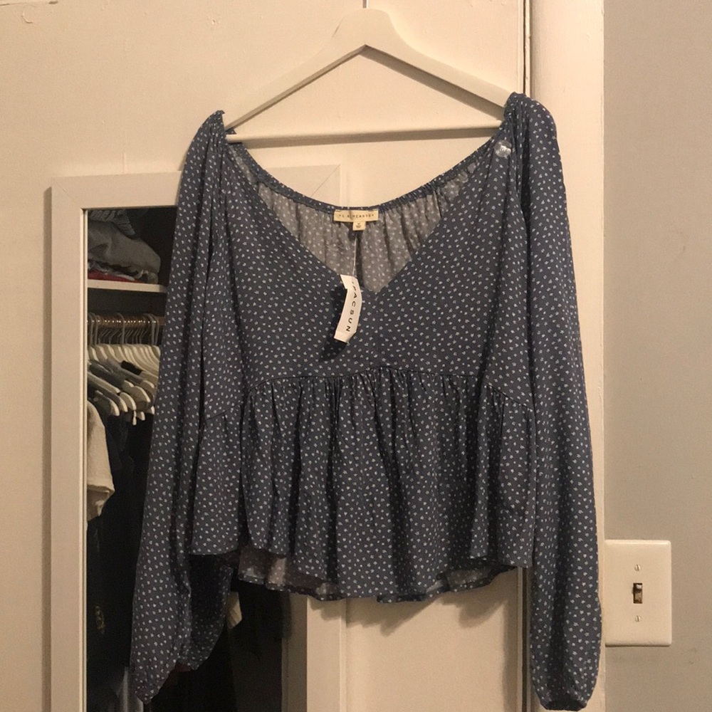 Long sleeve blue babydoll top